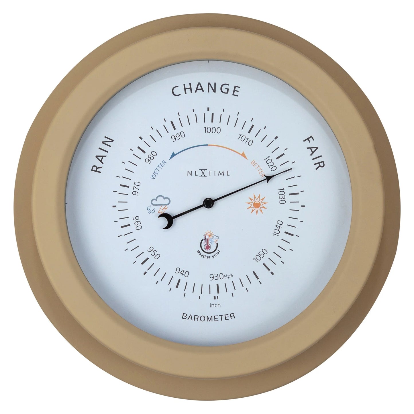 NeXtime Weatherstation Outdoor Round Wall Barometer, 22cm