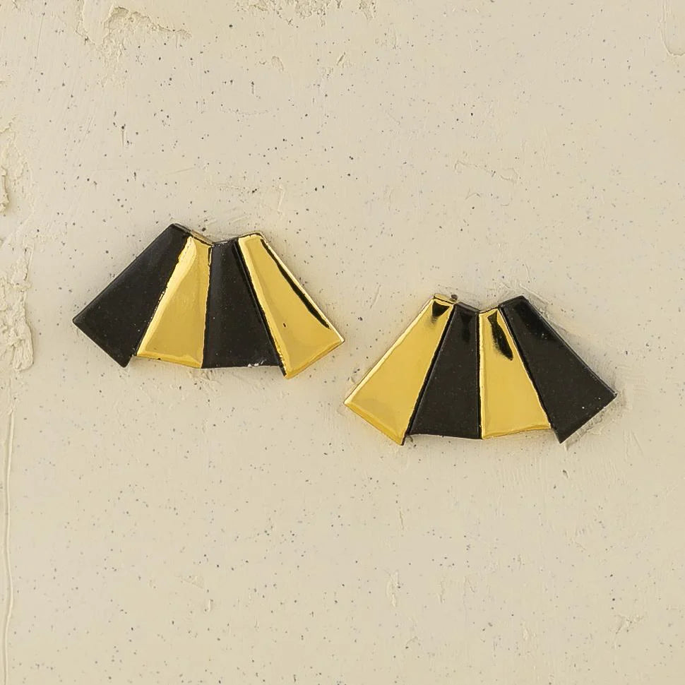 Erin Lightfoot Deco Late Night Stud - Black & Gold