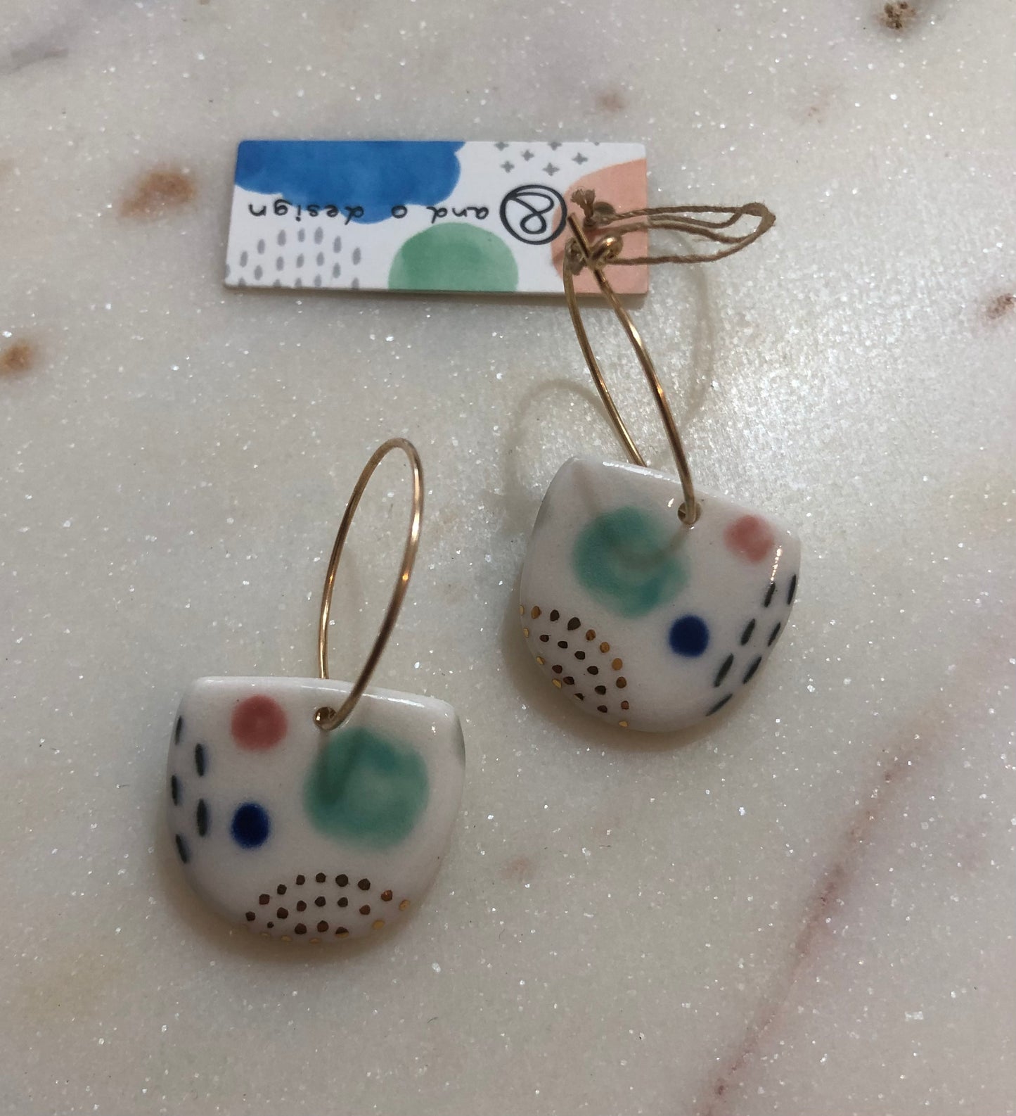 and O Design - Mirage Inlay Earrings Half Moon