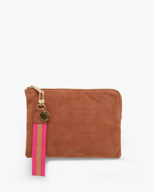 Paige Clutch - Gingerbread Suede