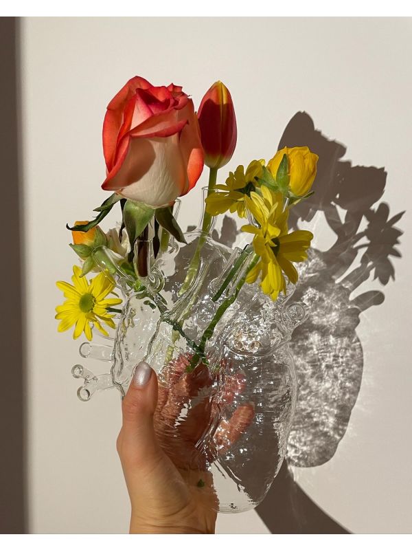 ‘LOVE IN BLOOM’ Heart Vase in Glass