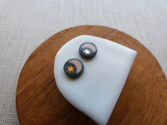 and O Design - Starry Night Stud Earrings - charcoal & Sorbet